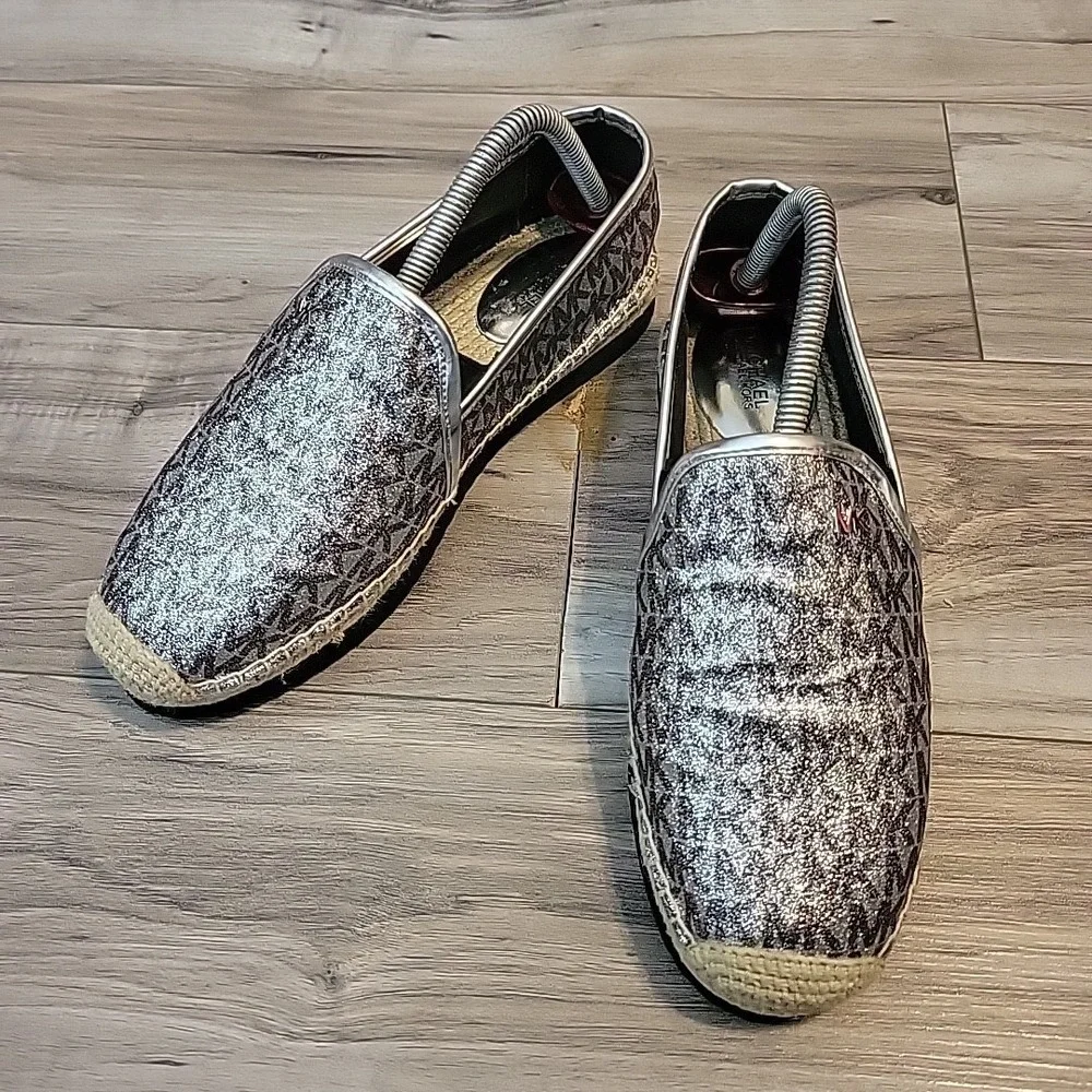 Michael Kors Hastings Signature Logo Metallic Espadrilles‎ Size 8M